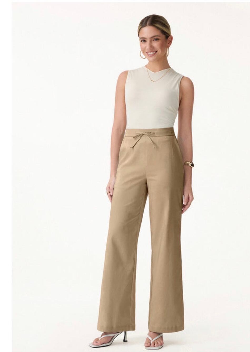 OGL Navy Blue Extra Small Petite Linen Blend Trousers Pants High Waisted NEW